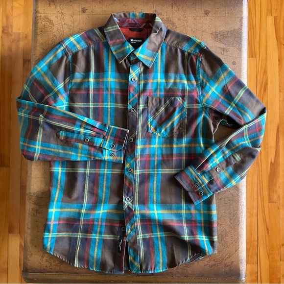 Marmot Anderson Lightweight Flannel Shirt - Brown and Blue - Picture 2 of 8